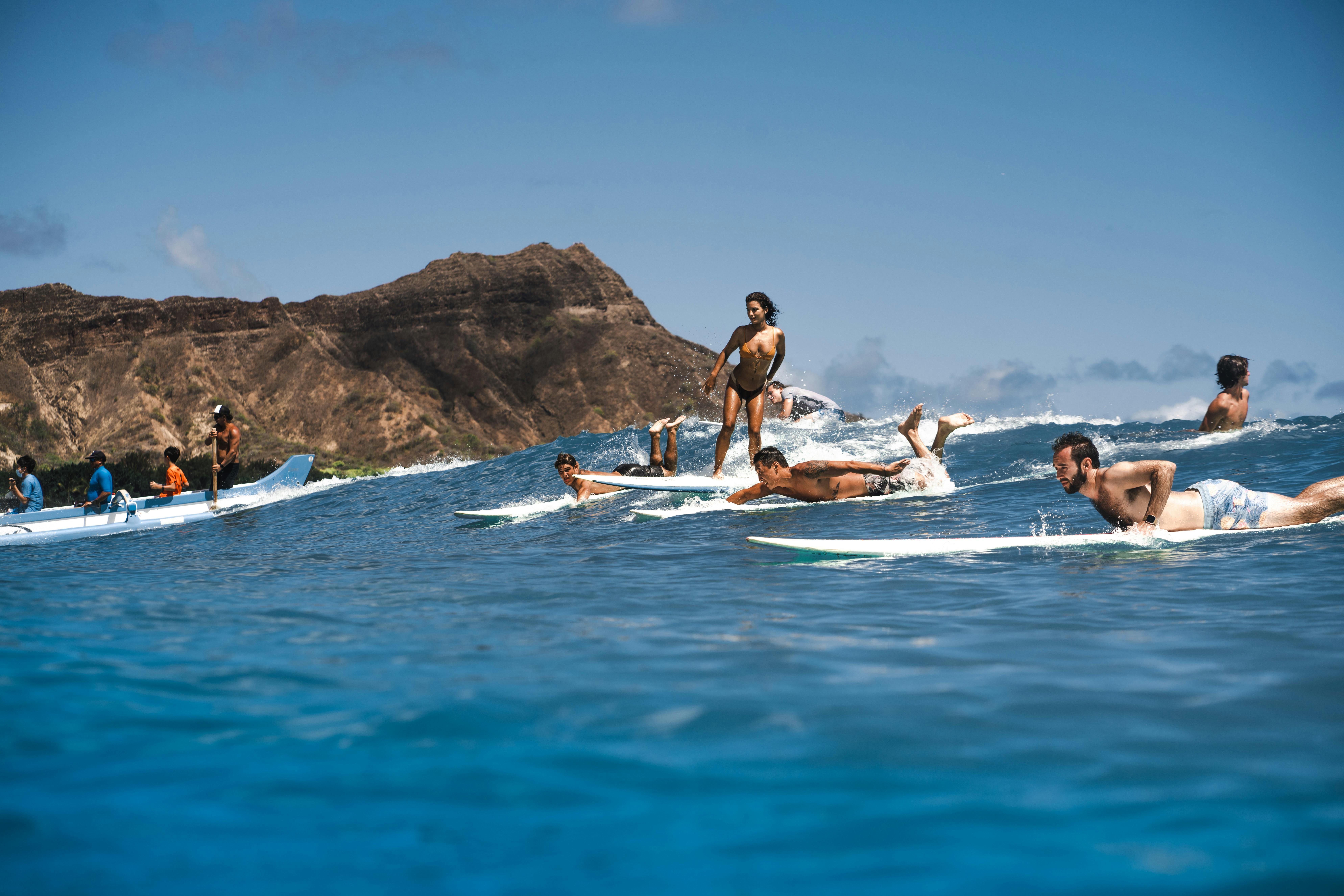 people surfing in the sea